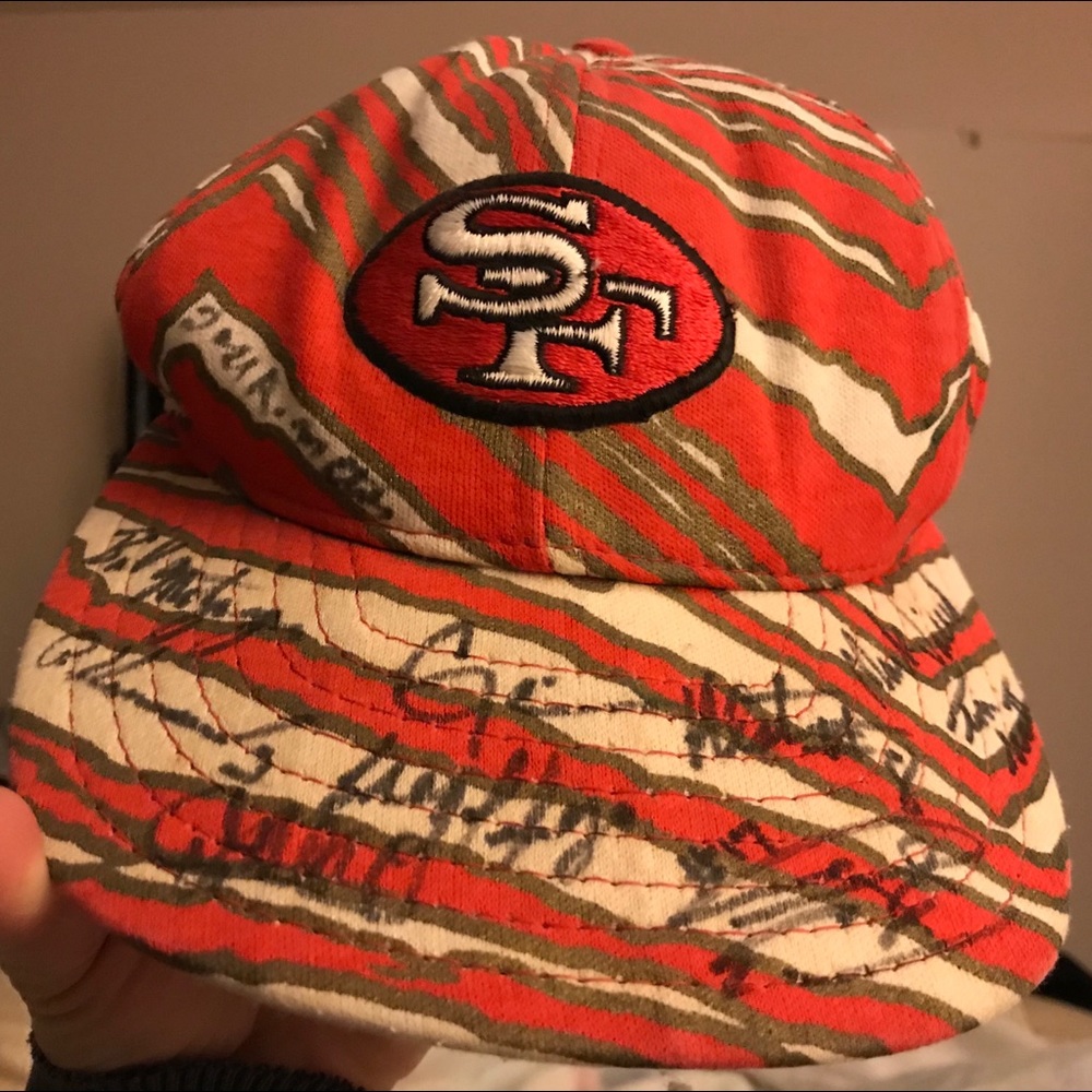 49er’s Hat! Can see sig’s.  Fr 1/1990, SF/Den, SB!
